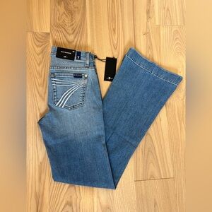 7 For All Mankind Tailorless Dojo Jeans Women's Flare Leg Trousers NWT Size 25